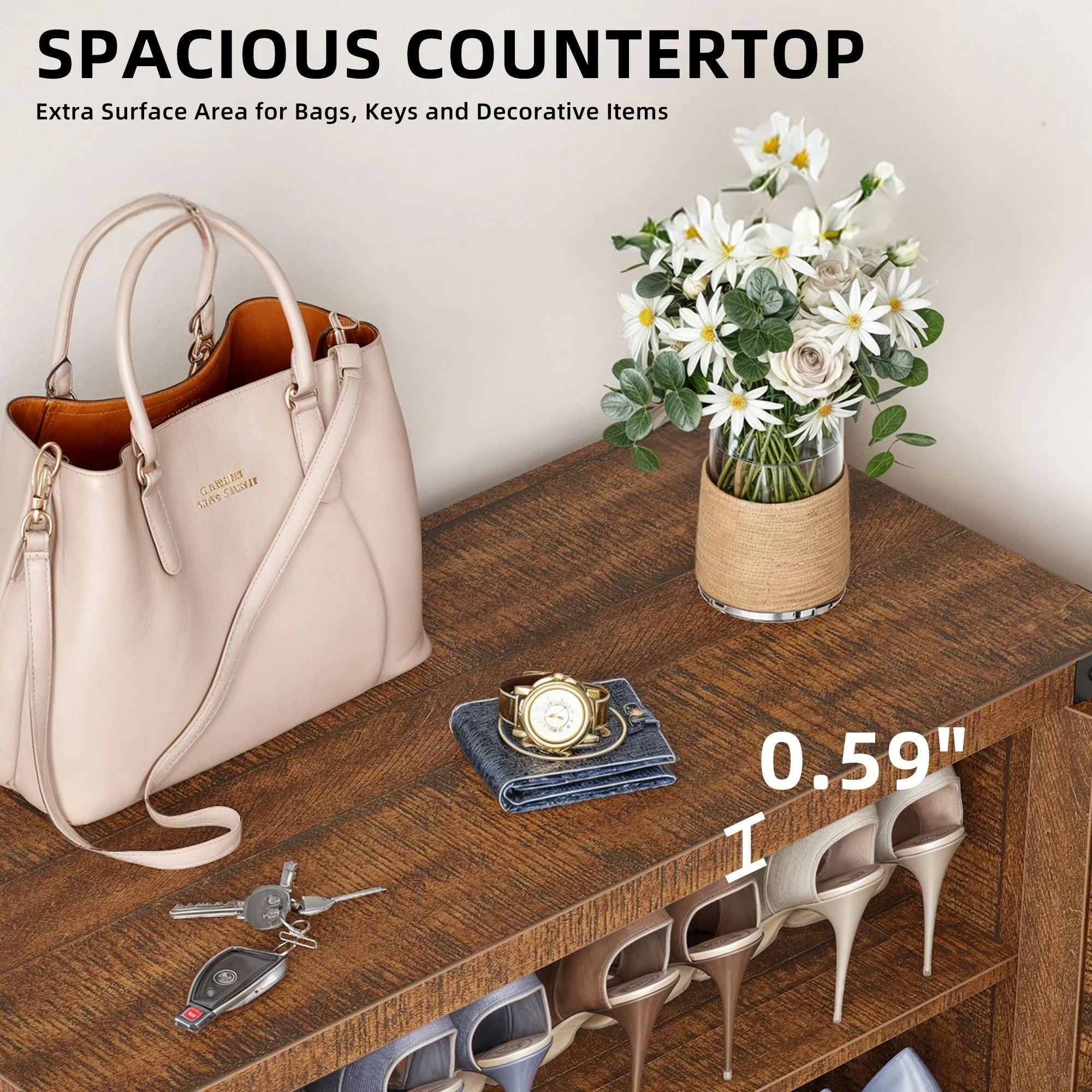 Meuble de rangement pour chaussures Moasis à 5 niveaux et 20 paires avec portes doubles pour entrée