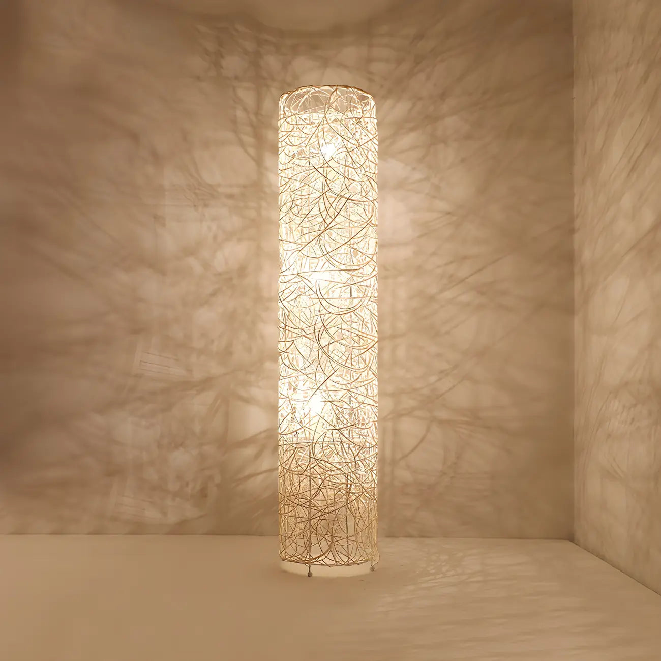 Lampadaire LED en rotin à brancher pour salon