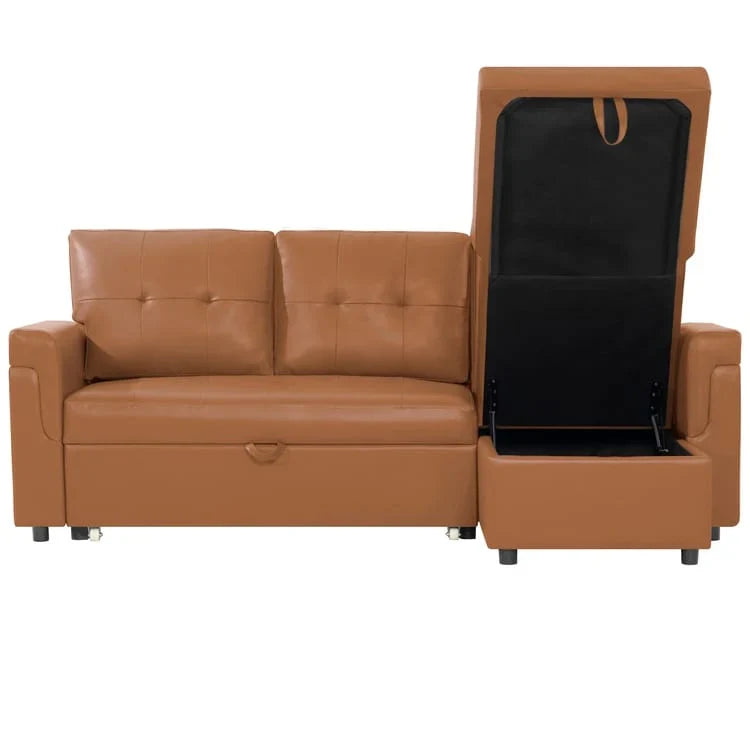 Canapé d'angle réversible avec lit gigogne, méridienne de rangement, pieds durables,