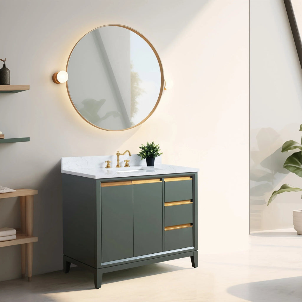 Meuble-lavabo Vanity Art avec évier en céramique et dessus en marbre reconstitué