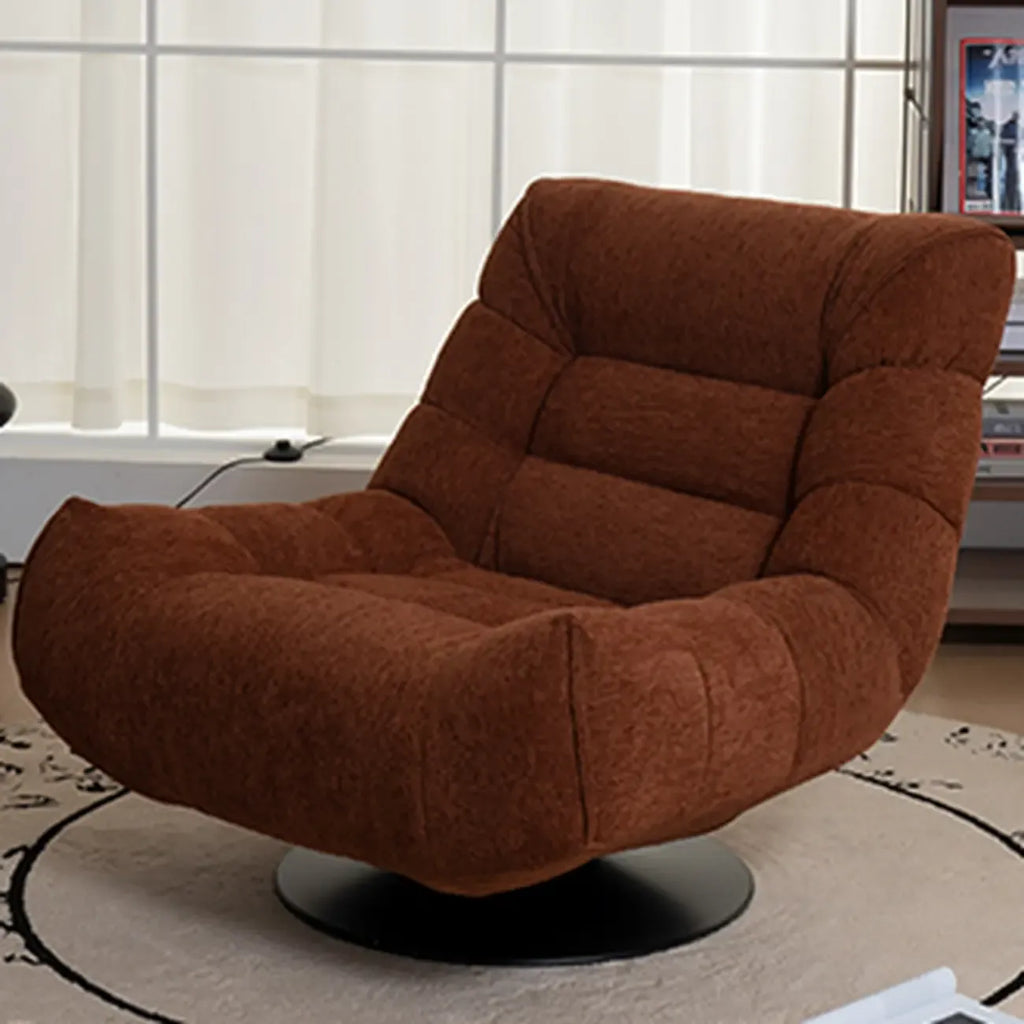 Fauteuil pivotant d'appoint en tissu chenille tufté jaune