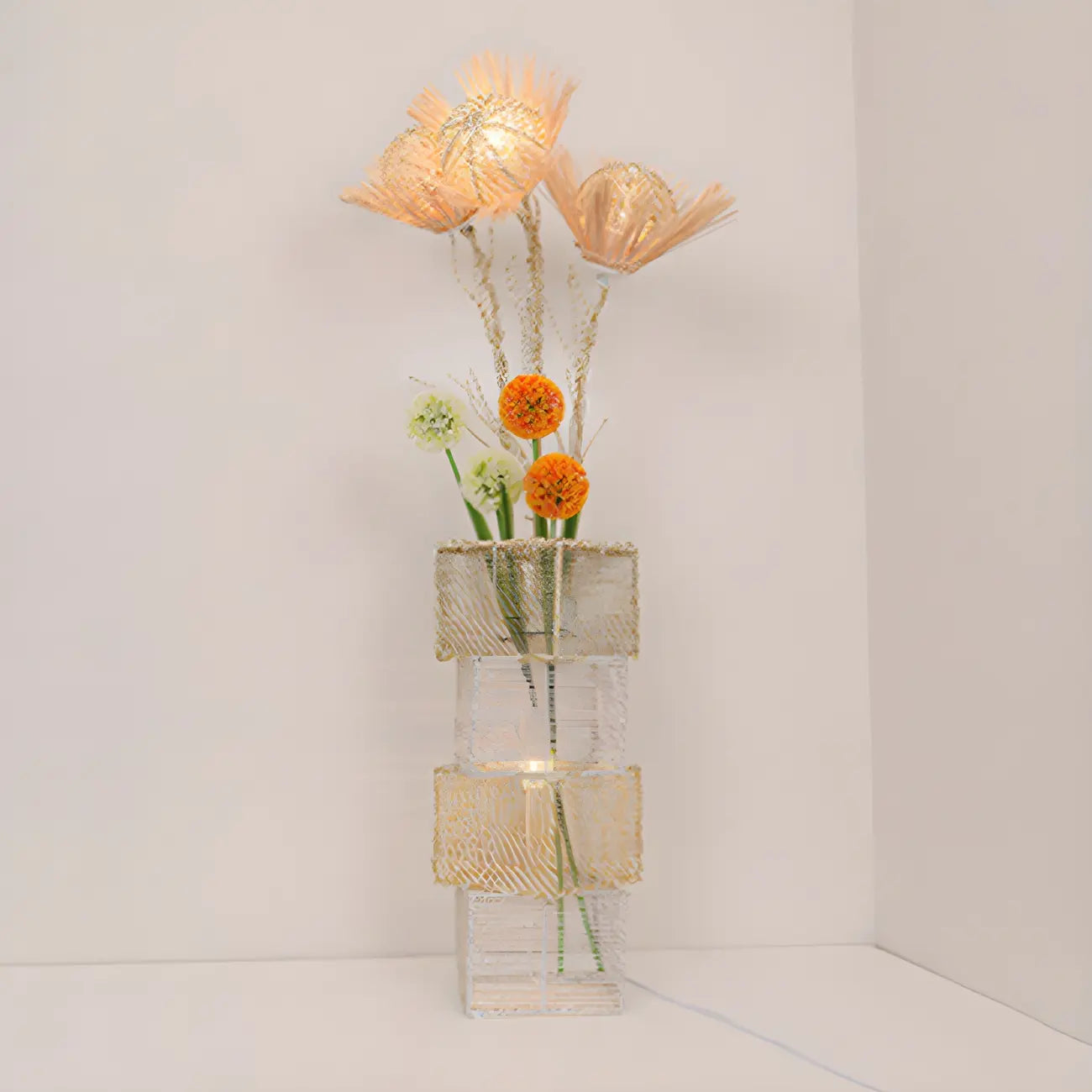 Lampadaire LED en rotin à brancher pour salon