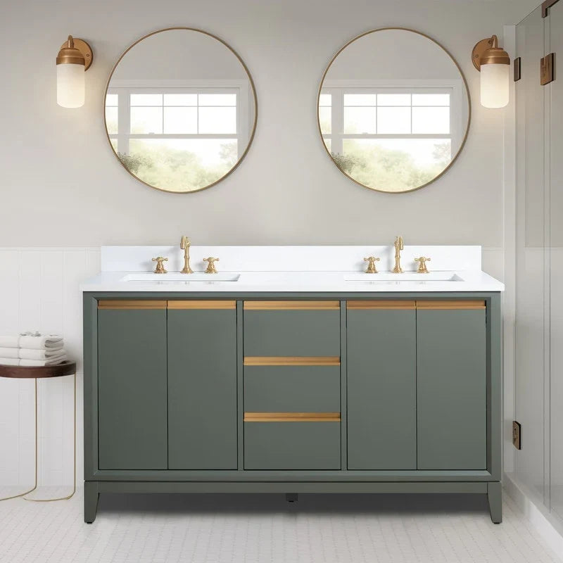 Meuble-lavabo Vanity Art avec évier en céramique et dessus en marbre reconstitué