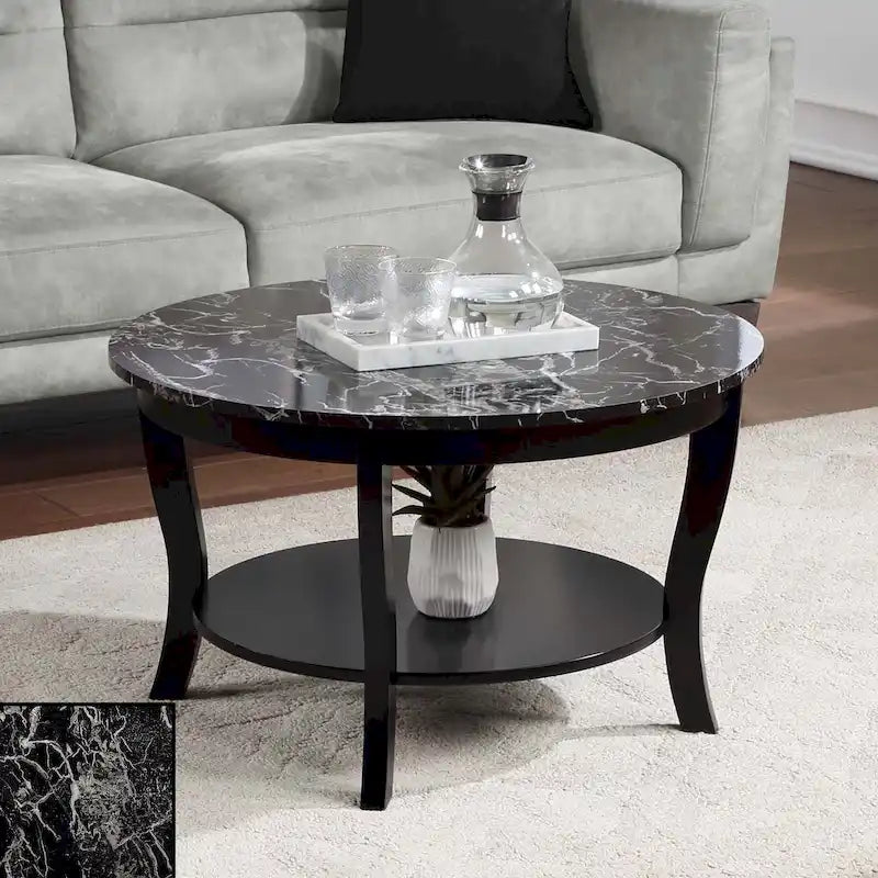 Table basse ronde avec étagère