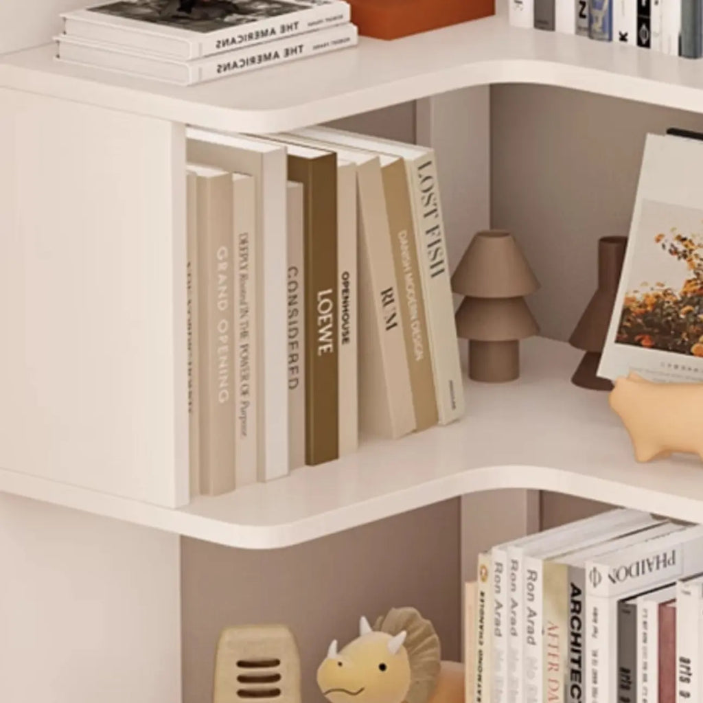 Étagère d'angle en bois manufacturé à 6 tablettes
