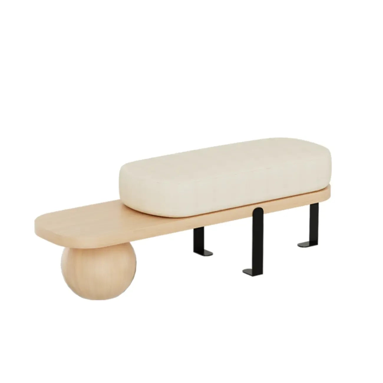 Banc court rembourré en bois beige moderne
