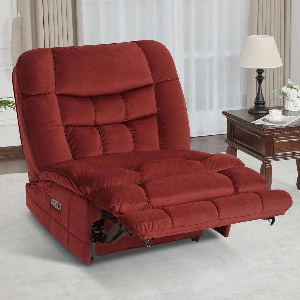 MCombo Fauteuil inclinable électrique sans accoudoirs surdimensionné à double moteur, inclinable Zeroarms parfait pour le salon en tissu PR607