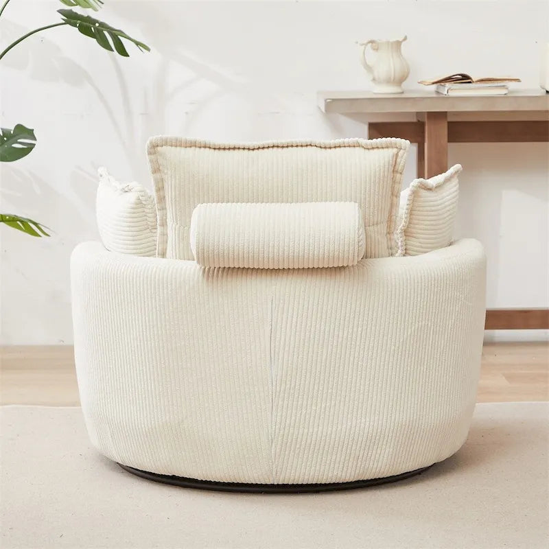 Fauteuil pivotant surdimensionné avec pouf de rangement lune et 4 oreillers