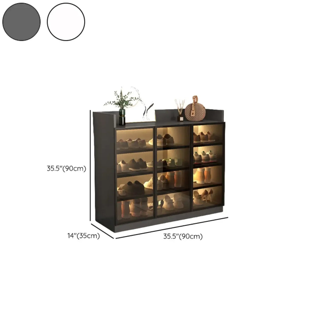 Meuble à chaussures éclairé par LED avec étagères réglables Portes transparentes