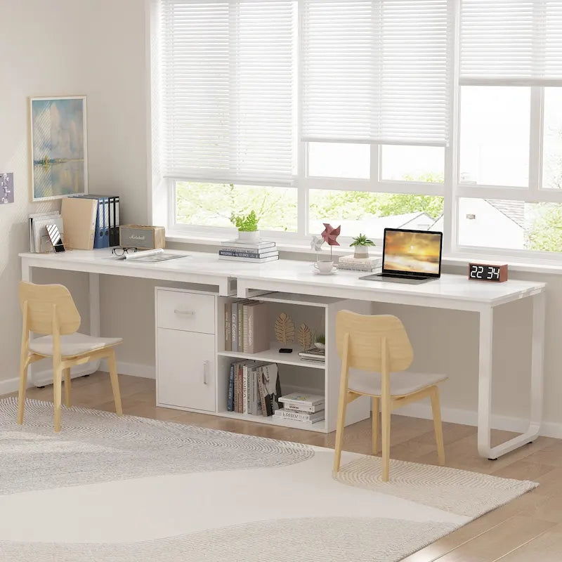 Bureau d'angle réversible blanc pivotant Bureau d'ordinateur