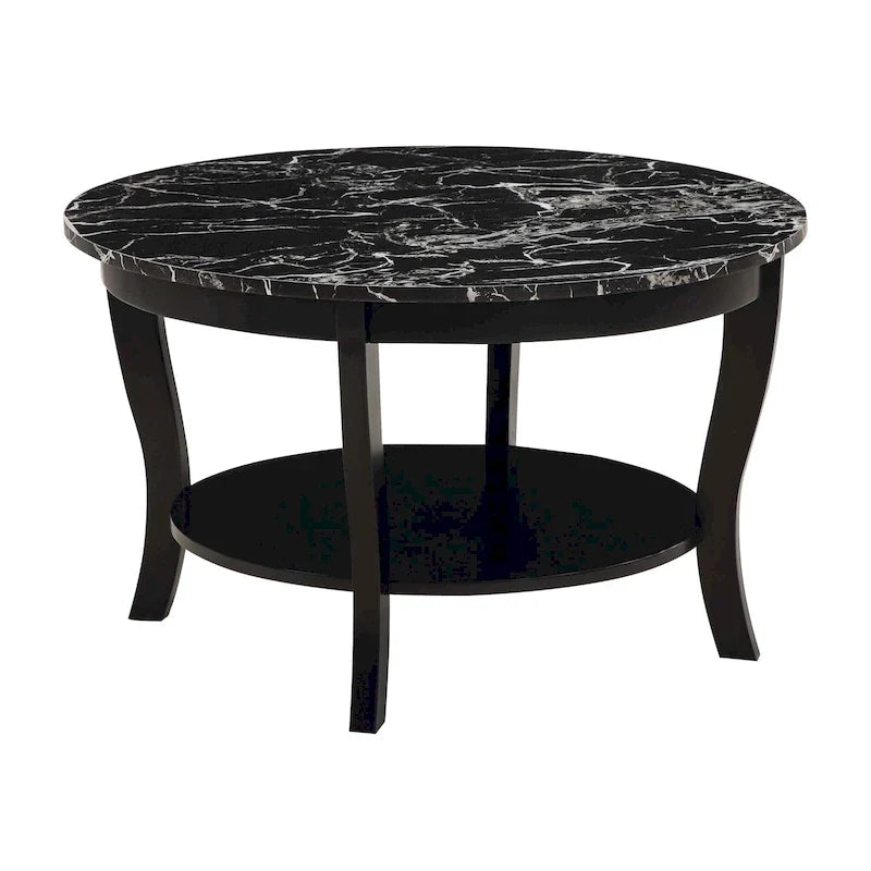 Table basse ronde avec étagère