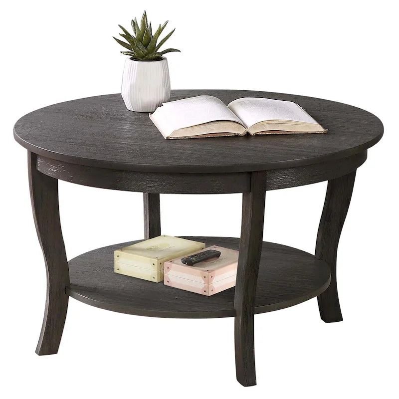 Table basse ronde avec étagère