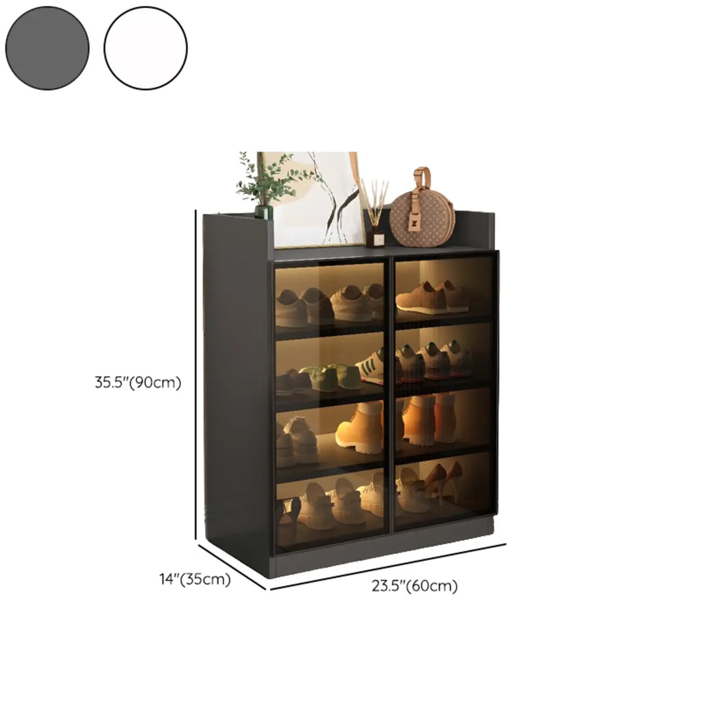 Meuble à chaussures éclairé par LED avec étagères réglables Portes transparentes