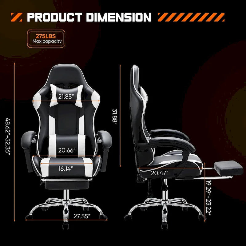 Chaise de bureau de jeu pivotante en cuir PU