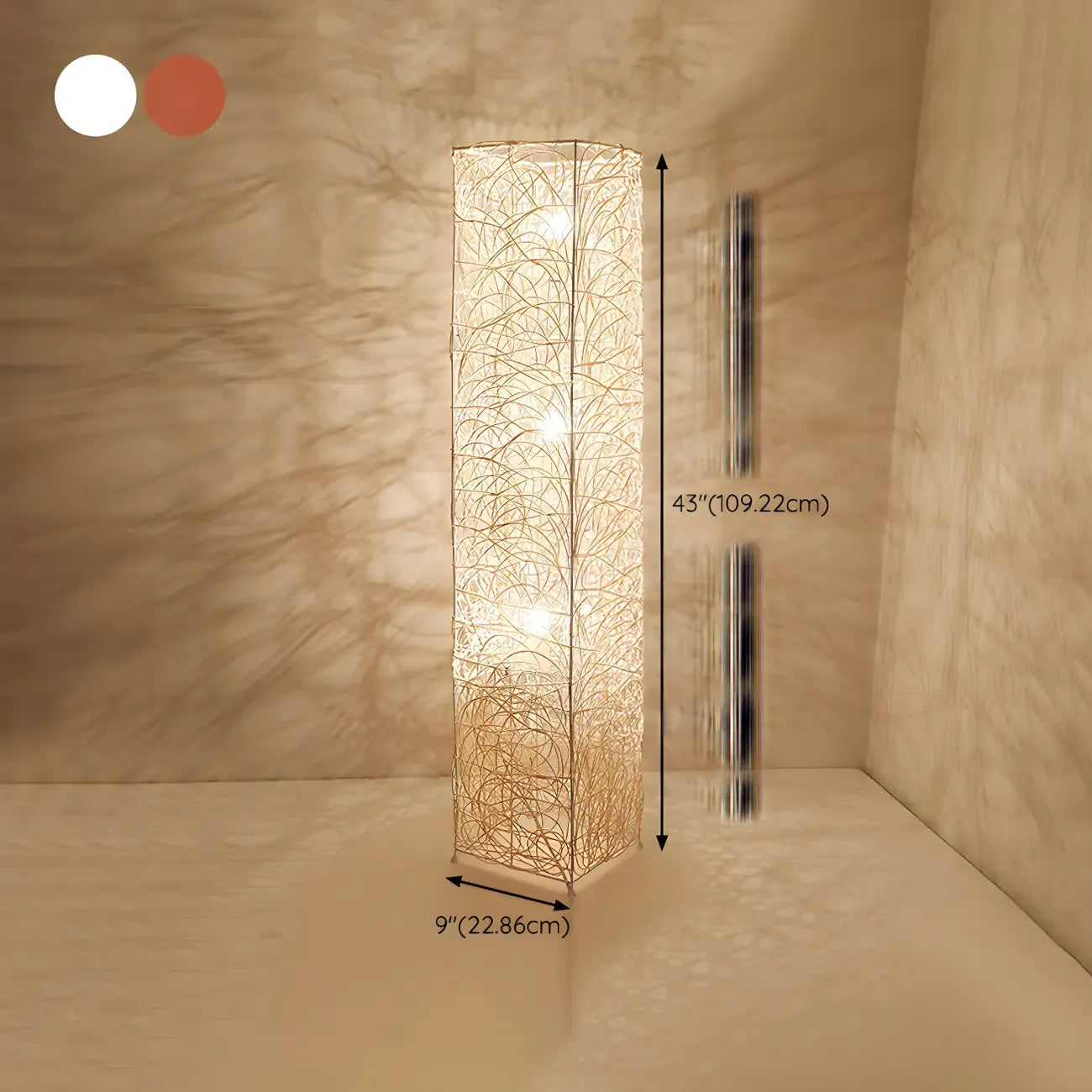 Lampadaire LED en rotin à brancher pour salon