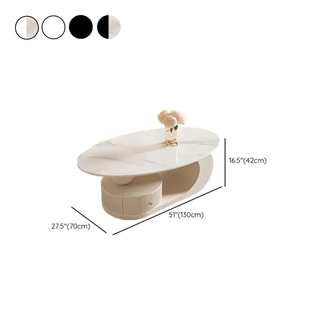 Table basse moderne avec plateau en pierre blanche anti-rayures