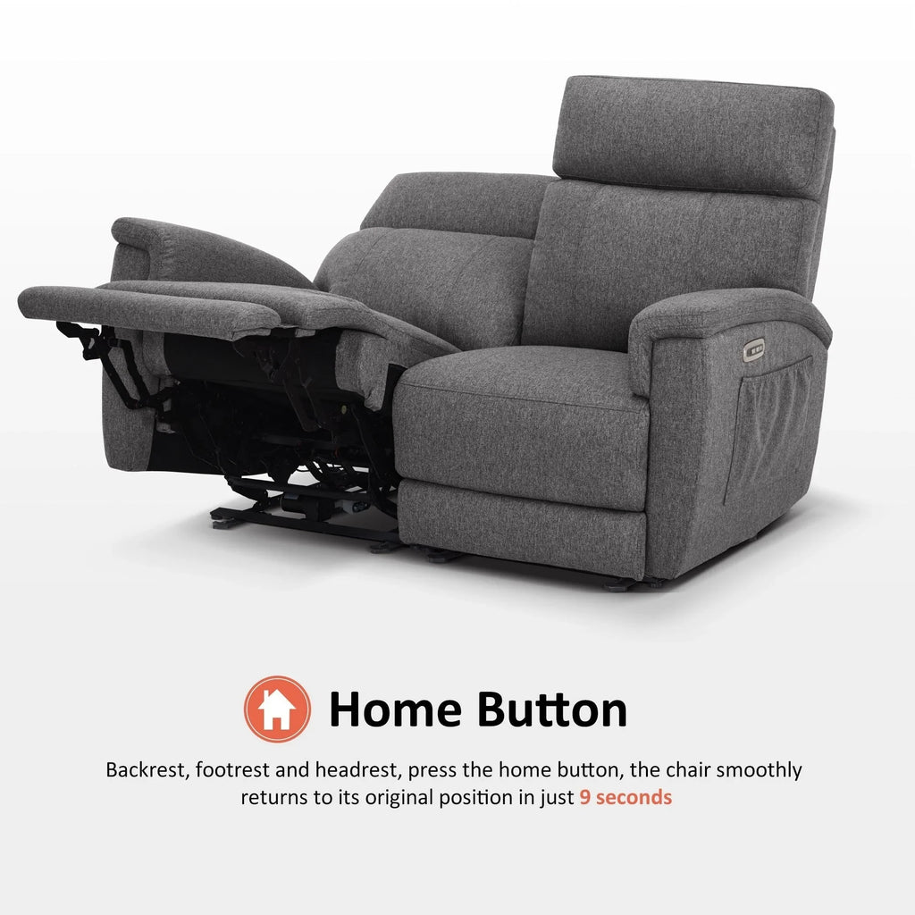 Canapé inclinable électrique MCombo 60,2 po avec massage et double chauffage, appuie-tête réglable, ports USB et Type C, tissu