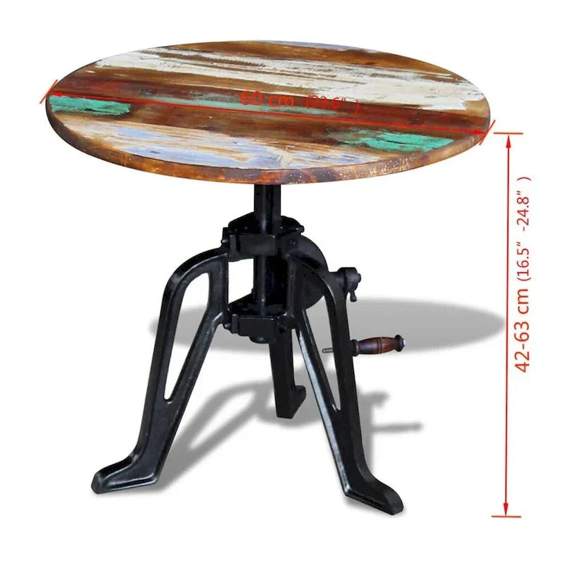 vidaXL Table d'appoint Table basse ronde Bout de canapé Bois massif et fonte