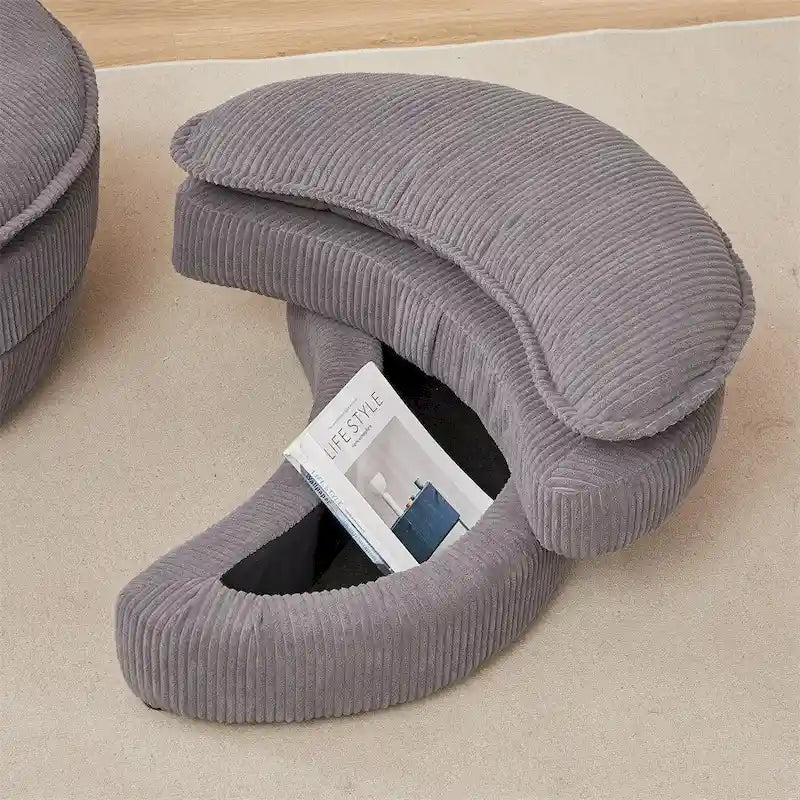 Fauteuil pivotant surdimensionné avec pouf de rangement lune et 4 oreillers